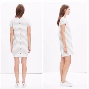 Madewell Button Back Cream/Grey Striped Mini Tshirt Dress
